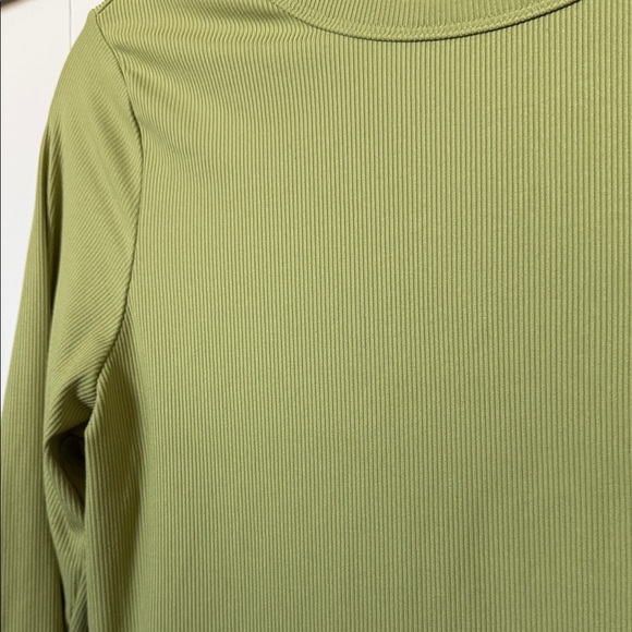 Chartreuse Green Ribbed Fitted Long Sleeve Top - Picture 2 of 2